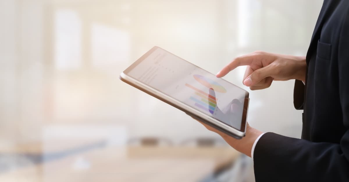Agency account manager presenting marketing performance to a client
